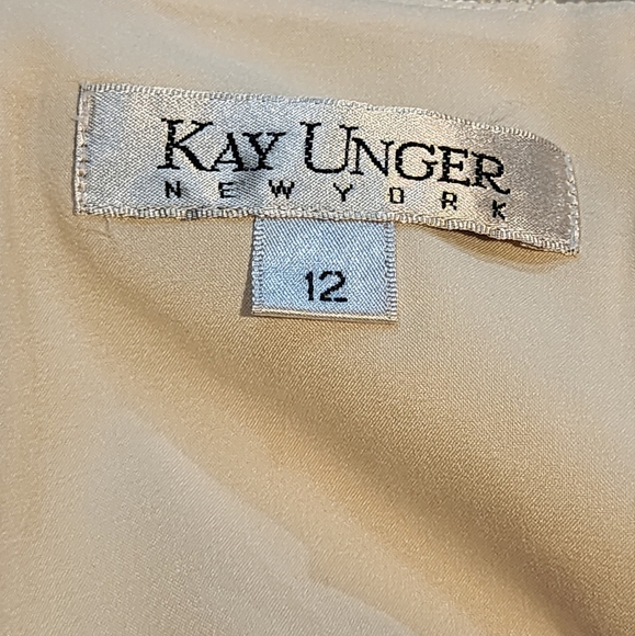 Kay Unger Metallic Tweed Trumpet Skirt Silver Gold Shimmer High Waist Size 12 - Picture 5 of 5